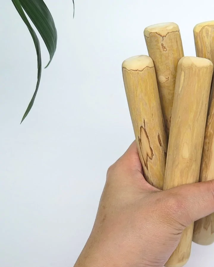 A handful of finished coffee wood chew sticks